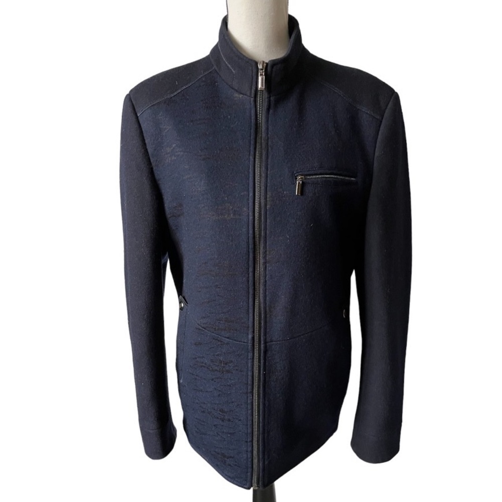 DmK Fashion & Classic Blue/Black Zebra Print Zip Jacket
